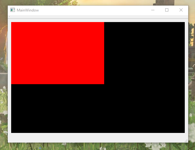 A QT window displaying an SDL widget which contains a red square in the top left corner. A QT window displaying an SDL widget which contains a red square in the top left corner.