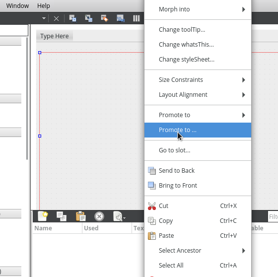 Right click the new simple widget and select 'Promote to ...' Right click the new simple widget and select 'Promote to ...'
