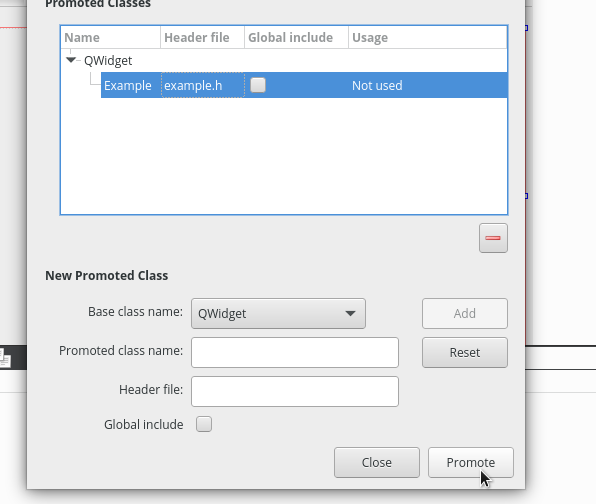 Once added, select your Example class entry and click promote.' Once added, select your Example class entry and click promote.'