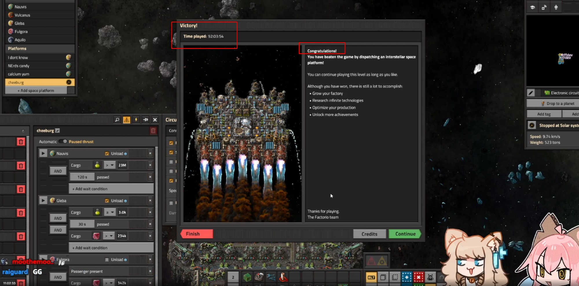 me and cero on the factorio DLC completion screen